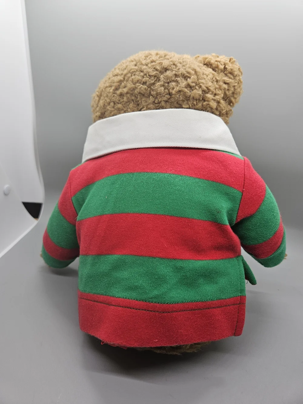 2005 Ralph Lauren Teddy Bear Plush Green Red Rugby Stripe Polo Shirt 14